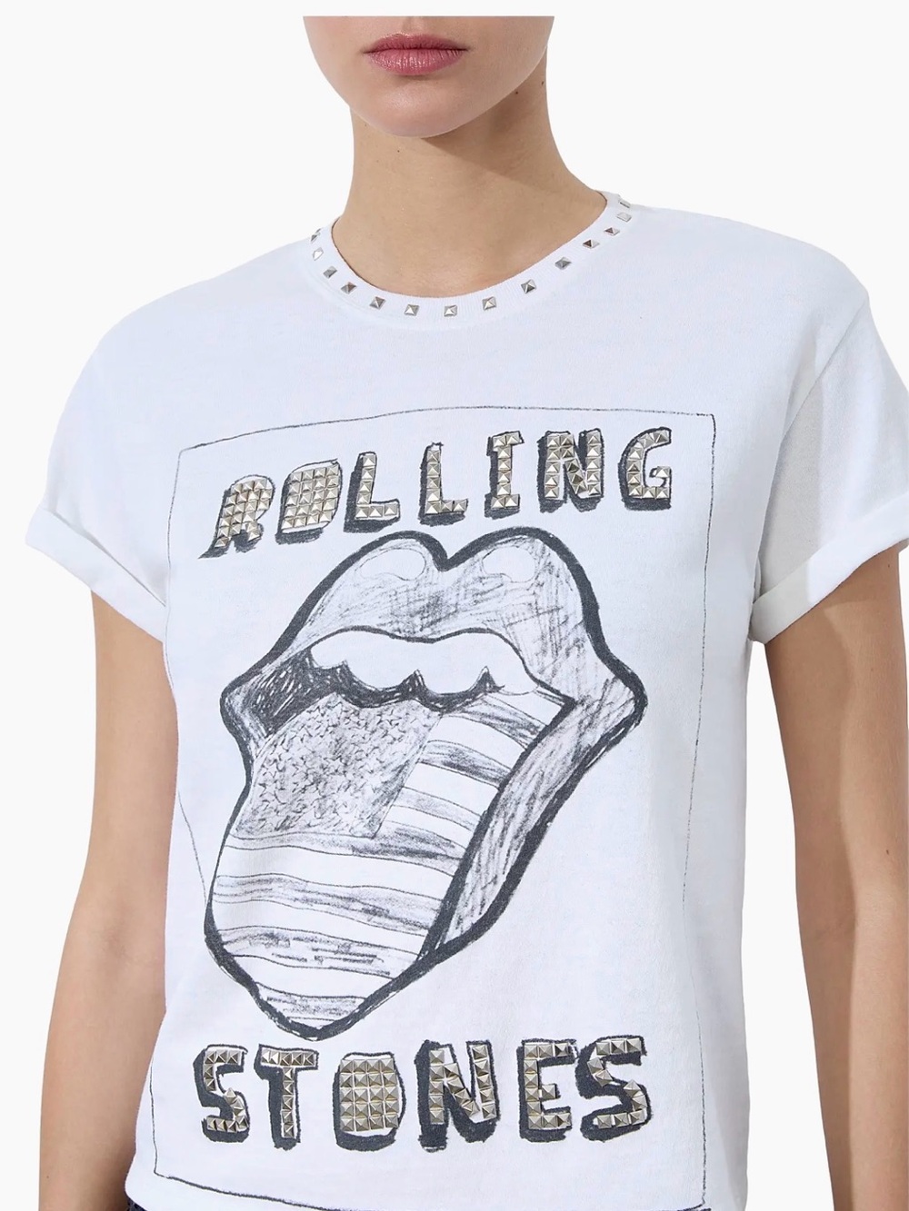 ALICE + OLIVIA

Berk Studded Rolling Stones T-Shirt - Size Medium
